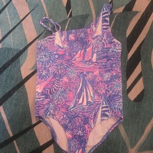 Lilly Pulitzer Pink and Blue Sailboat One Piece Girls size 6